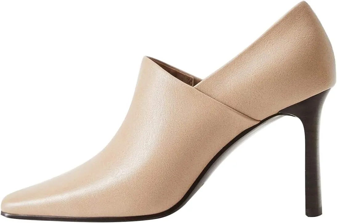 YDN Women Stylish High Heels Pumps Closed Square Toe Slip On Heeled Loafers Fashion Heel Prom Elegant Evening Party Dress Shoes