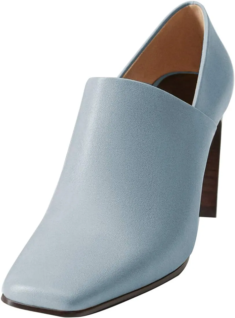YDN Women Stylish High Heels Pumps Closed Square Toe Slip On Heeled Loafers Fashion Heel Prom Elegant Evening Party Dress Shoes