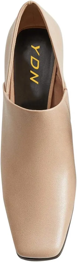 YDN Women Stylish High Heels Pumps Closed Square Toe Slip On Heeled Loafers Fashion Heel Prom Elegant Evening Party Dress Shoes