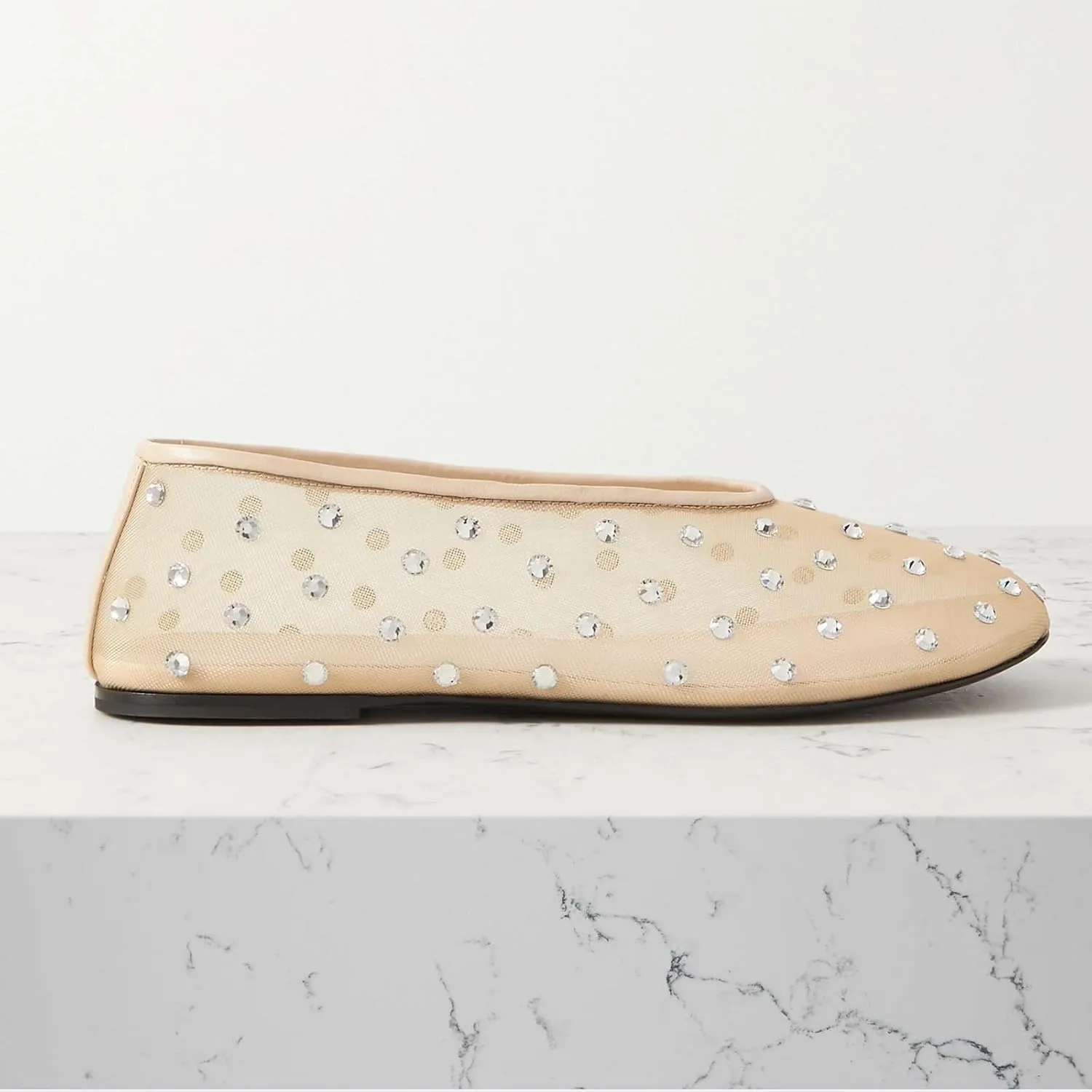 Yishaweiqi Crystal Rhinestone Ballet Flats for Women Breathable Mesh Flats Slip On Ballerina Shoes Comfortable Casual Dress Shoes