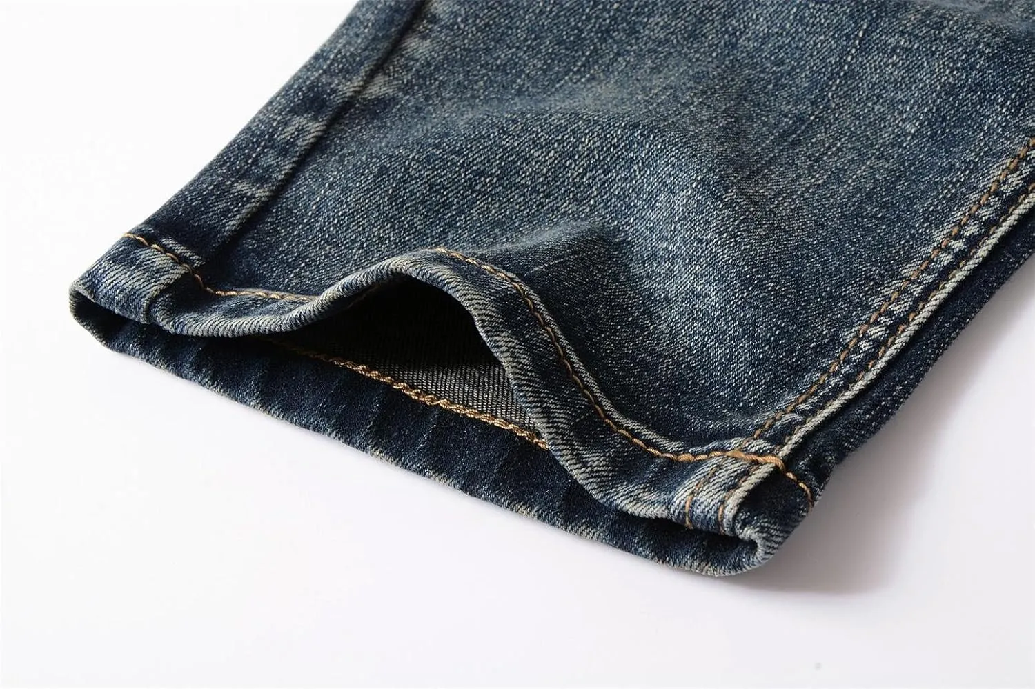 ZLZ Blue Black Ripped Distressed Jeans for Men Slim Fit, Men's Fashion Design Streetwear Destroyed Jeans Pants Stretch Fit