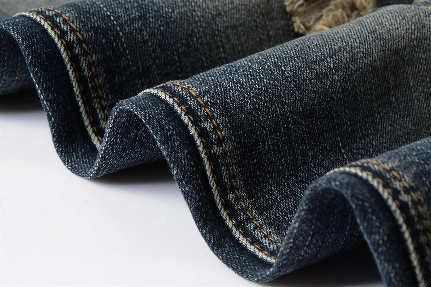 ZLZ Blue Black Ripped Distressed Jeans for Men Slim Fit, Men's Fashion Design Streetwear Destroyed Jeans Pants Stretch Fit