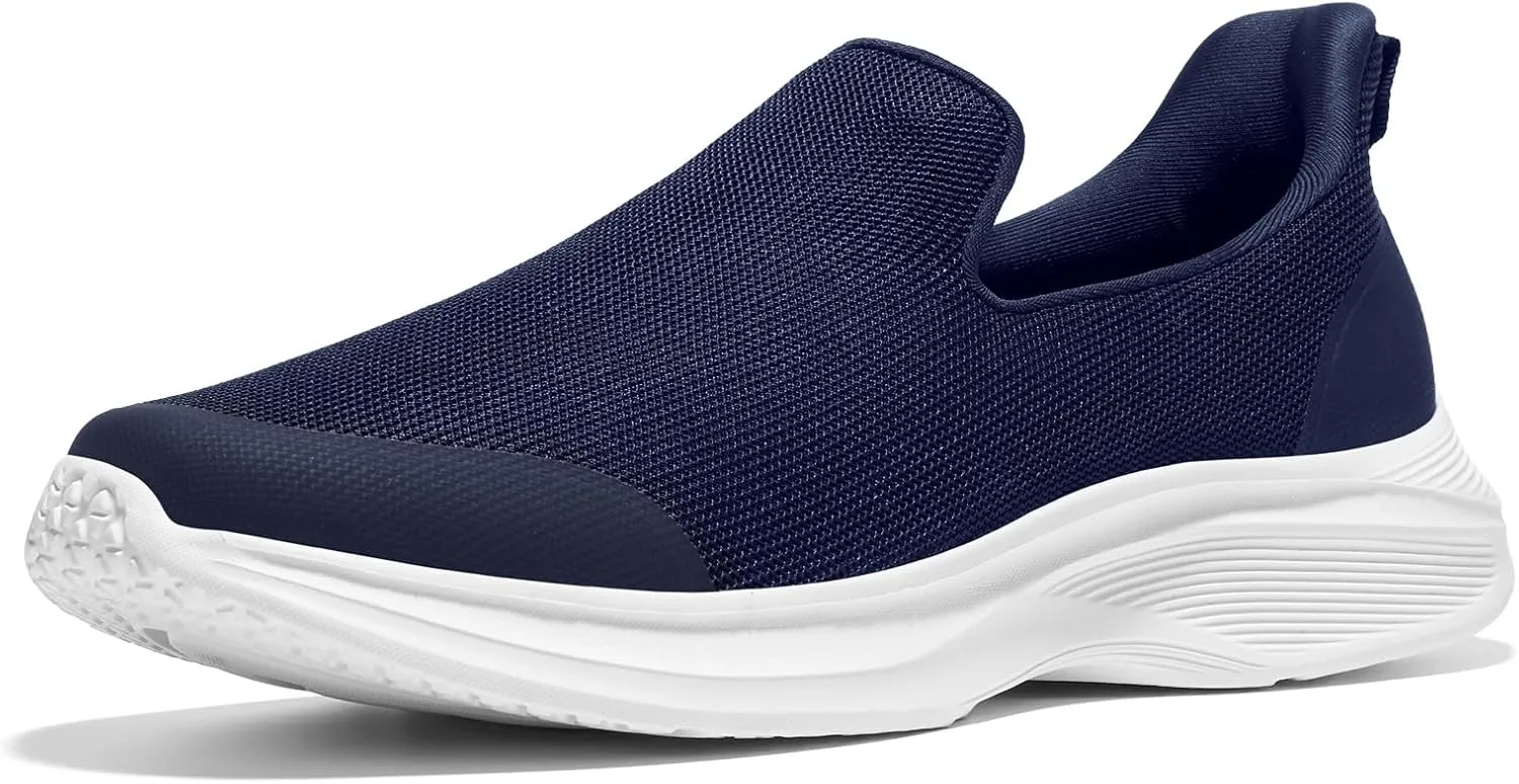 ZURIN Mens Slip On Walking Shoes with Arch Support, Lightweight No Lace Sneakers,Non Slip Breathable Tennis Shoes,Casual Travel Gym Work Shoes