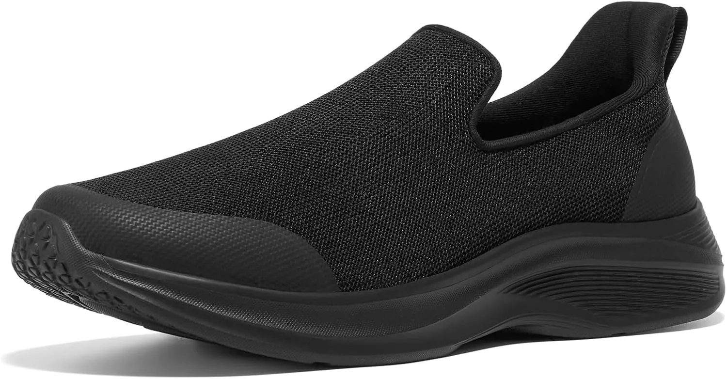 ZURIN Mens Slip On Walking Shoes with Arch Support, Lightweight No Lace Sneakers,Non Slip Breathable Tennis Shoes,Casual Travel Gym Work Shoes