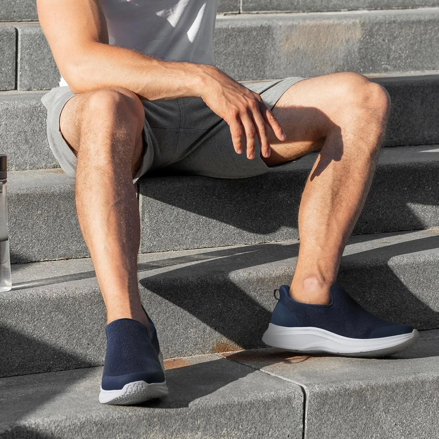 ZURIN Mens Slip On Walking Shoes with Arch Support, Lightweight No Lace Sneakers,Non Slip Breathable Tennis Shoes,Casual Travel Gym Work Shoes