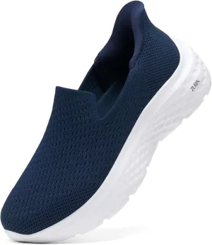 ZURIN Womens Slip On Walking Shoes with Arch Support,Lightweight No Lace Sneakers,Non Slip Breathable Tennis Shoes